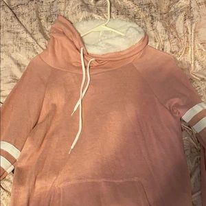Pink long sleeve top with cowl neck